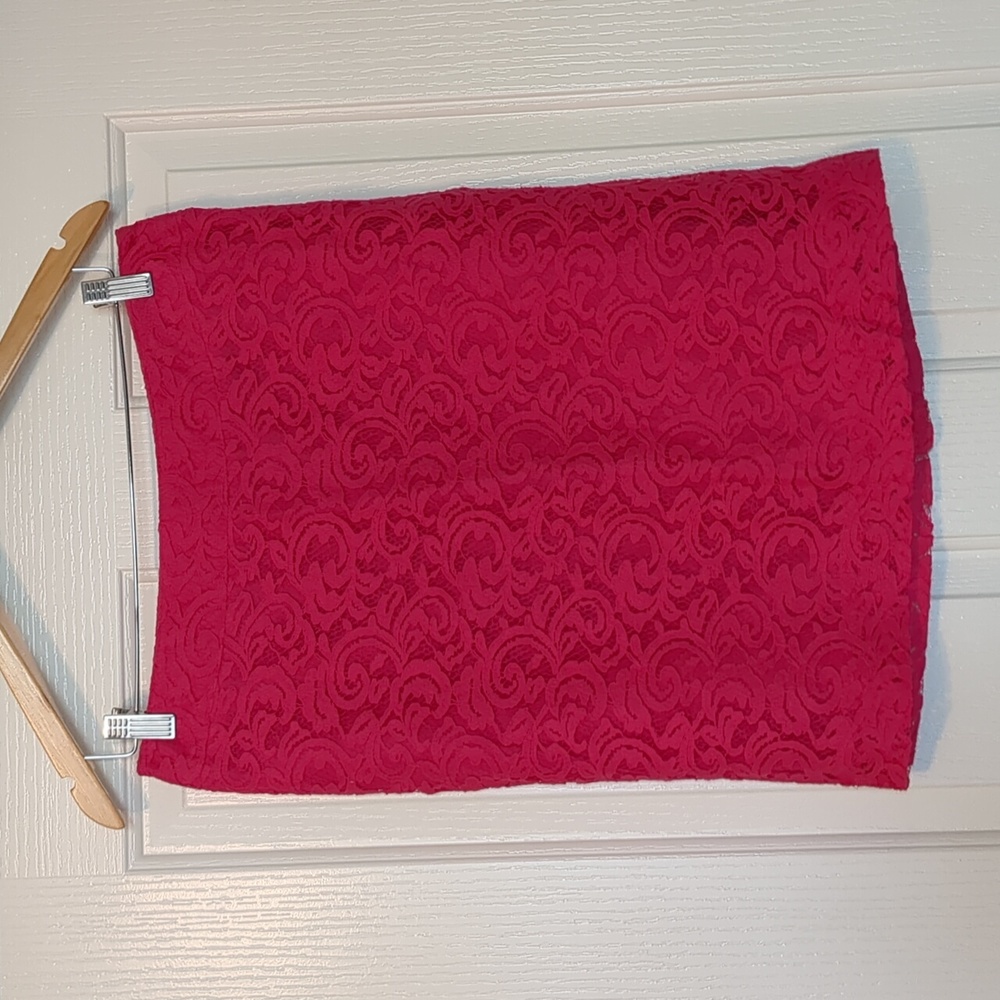 MERONA Hot Pink Lace Barbie Color Knee Length Pencil Skirt Womens Size 6